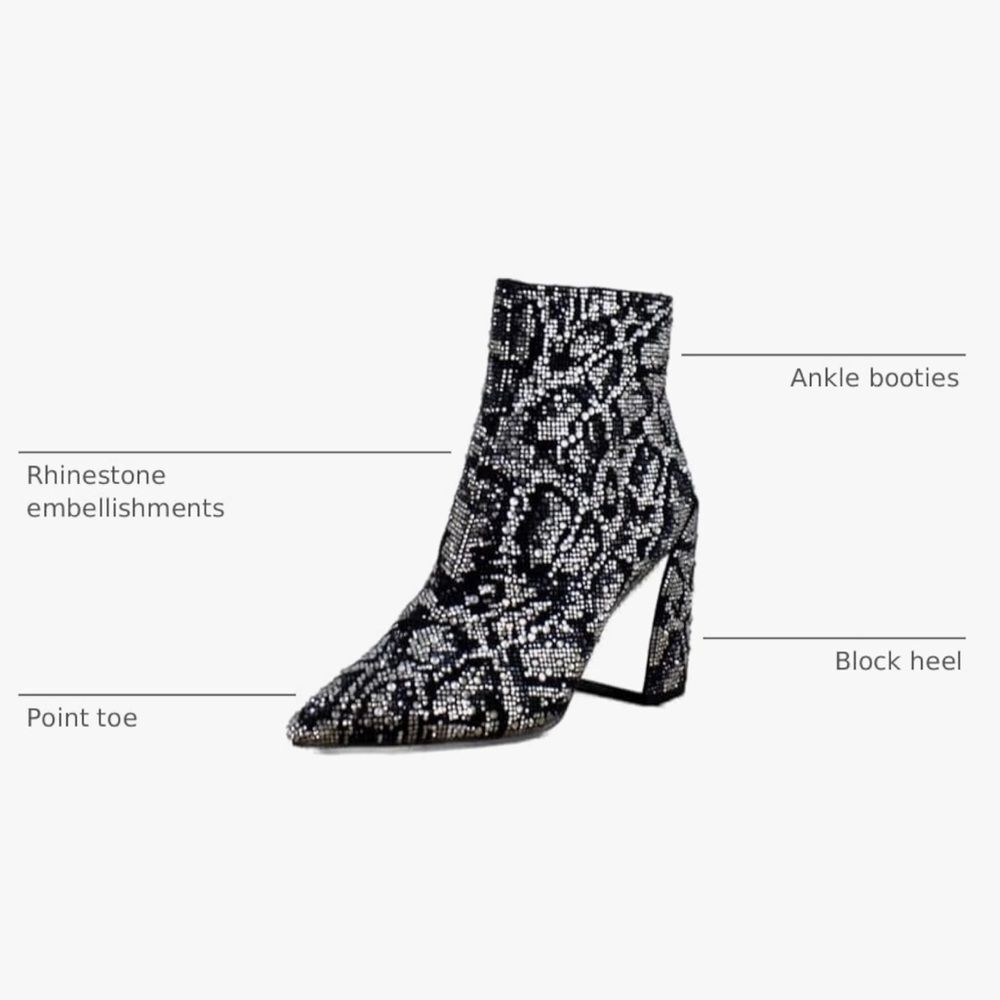 NWT Betsey Johnson KRIS Black Silver Ankle Booties Sz 6 - Picture 7 of 8